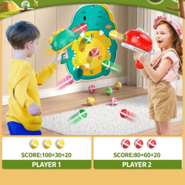 لعبة مسدس الديناصور لتصويب الكرات اللاصقة مع لوحة أهداف تعليمية
