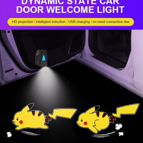 كشاف باب سيارة ذكي بإسقاط ضوئي متحرك – شحن USB – بدون أسلاك